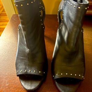 Vince Camuto Elegant Black Peep-Toe Ankle Boots